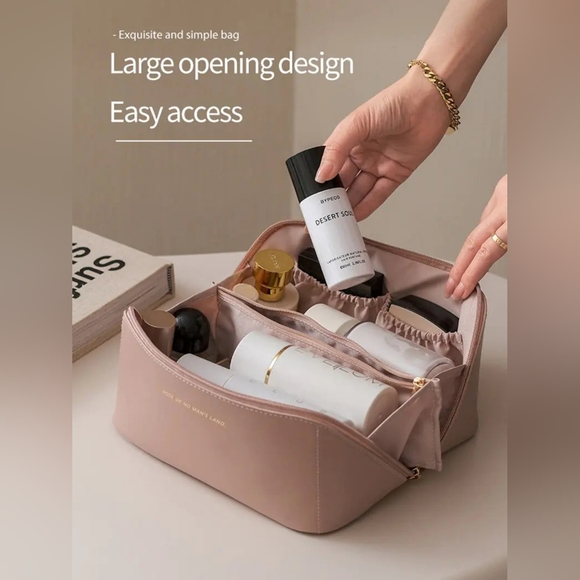 Large Capacity Travel Cosmetic Makeup Bag (Pink) - Picture 7 of 14